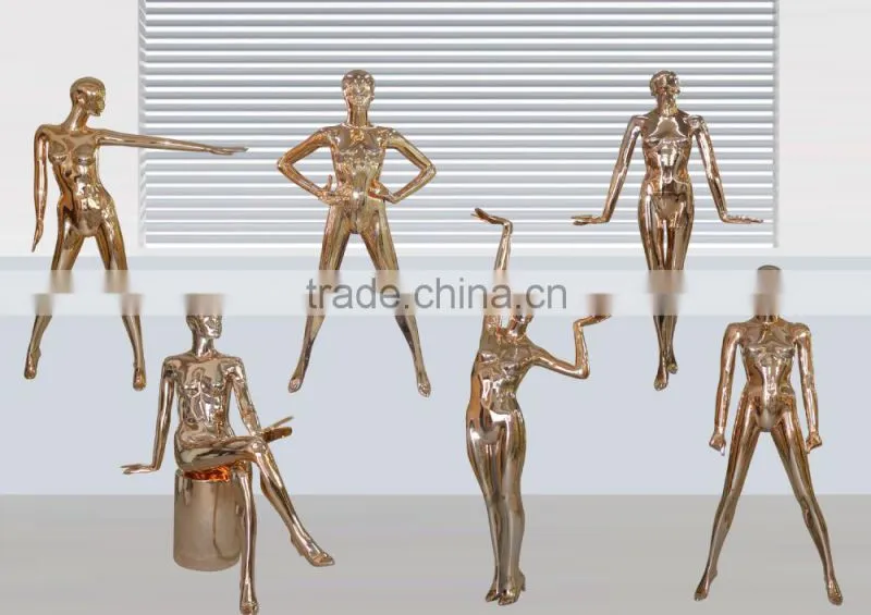 Chrome Gold Color Full-Body Female Mannequin