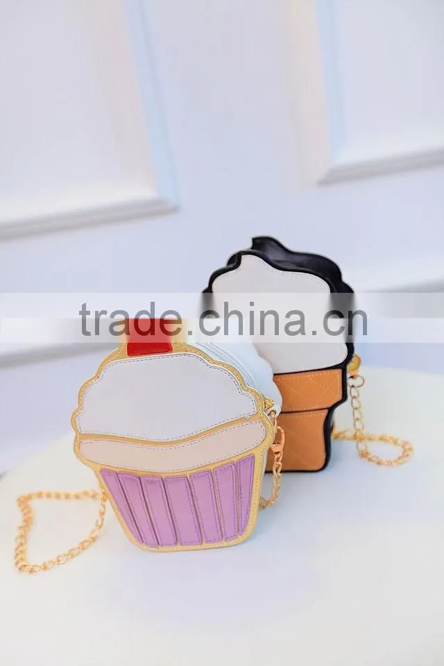2016 hot selling wallet ice cream coin purse girl cute wallet with chain