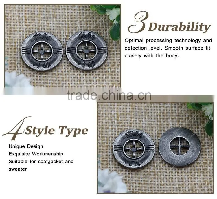 Silver Metal Two Eyes Sew Button,Metal Buttons for Jackets