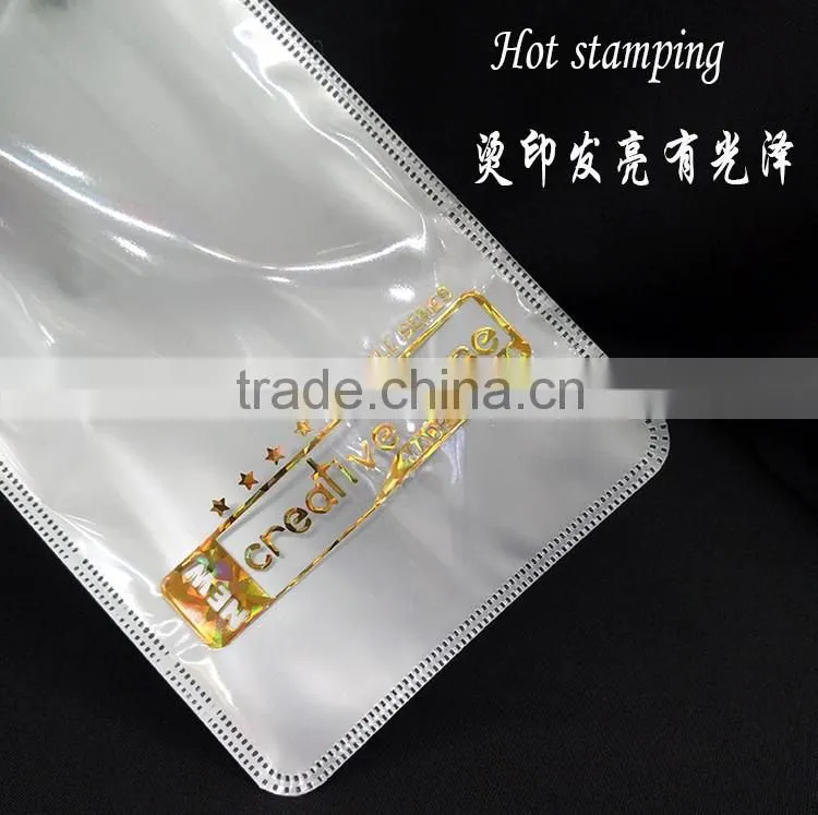 cellphone case plastic packaging sleeve poly zipper of the hot stamping print