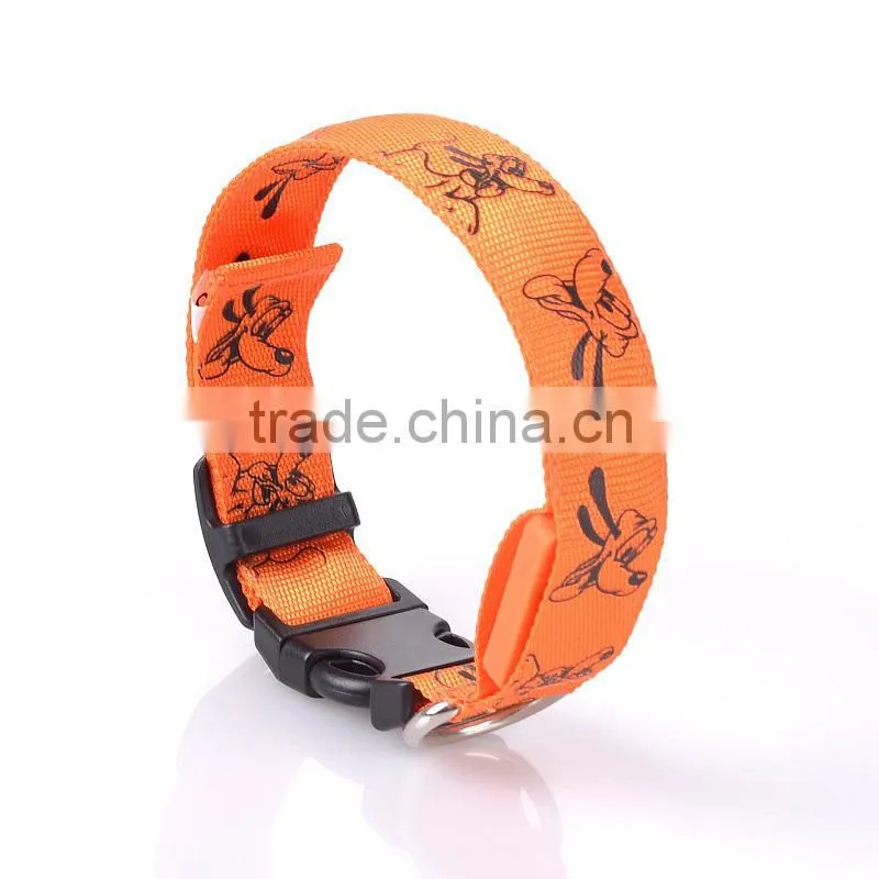 Blue Light Pet Shop Supplies Pug Pattern Pluto 2.5 CM Dual Side Light Collar For Dog