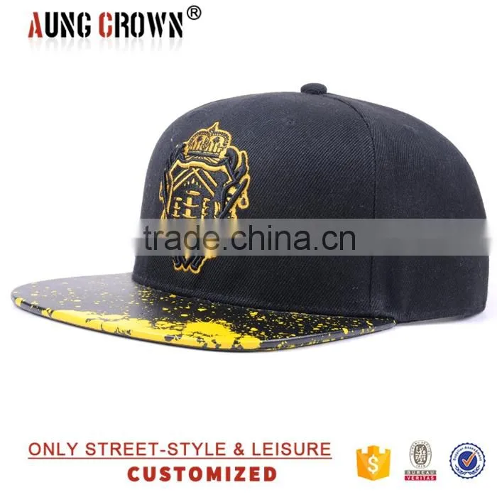 100% Acrylic Material Unisex Snapback Cap With Custom Brim