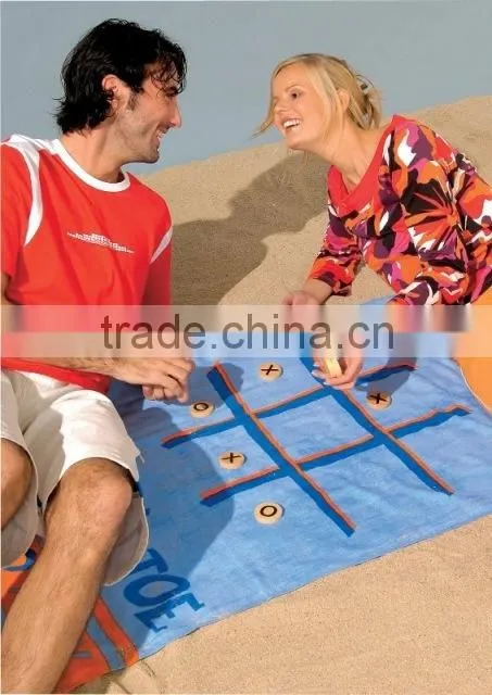 Reactive printed tic tac toe game towel/customer printed game beach towel XO game towel printed