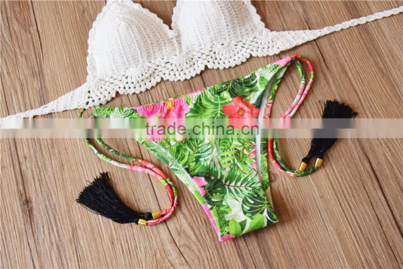 lady summer hand knitted crochet swimwear , hand knitted lady bikini