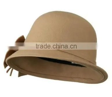Wool Cloche Hat with Bow