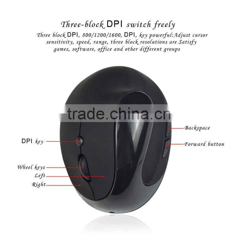 2016 hot selling Ergonomic design vertical wireless mouse