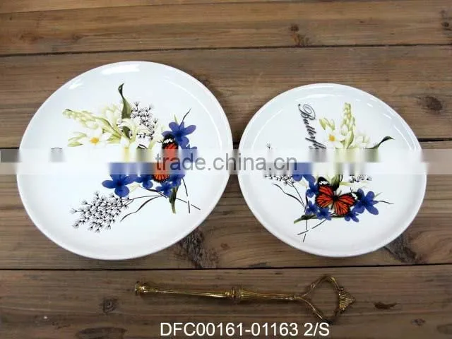 Elegant Party Used 2 Tiers of Ceramic Cake/ Candies/ Fruit Serving Plate