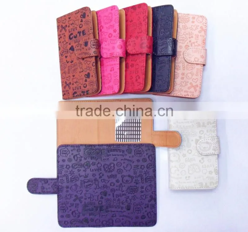 universal leather smart phone cover cases for 4.7 inch mobile cell phones wallet style