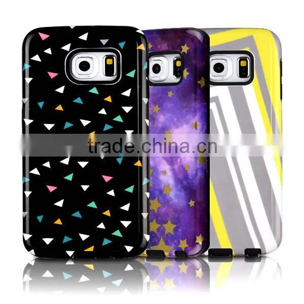 C&T Gold Foil Star 2in1 Hybrid Dual Layer Plastic Hard Shell and Fexible TPU Protective Case for Smasung Galaxy S6 Edge