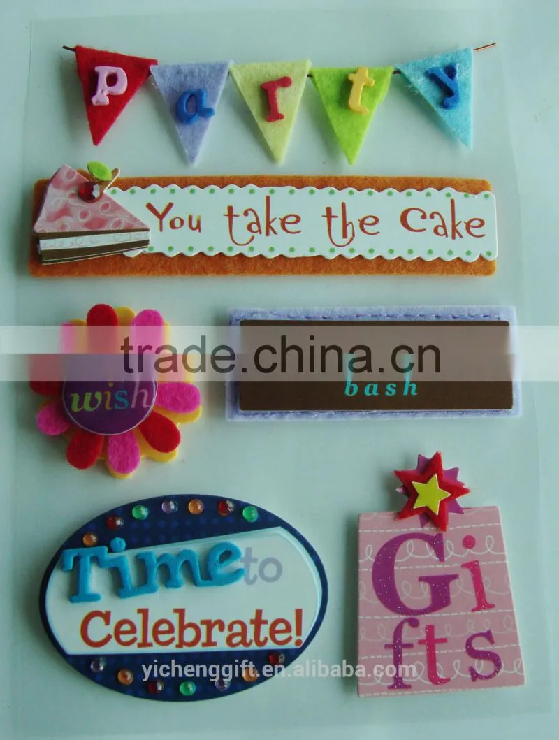 2015 Fashion 3D Home Decor Handmade Sticker Card/Mobile Decor Decals Promotion Gift