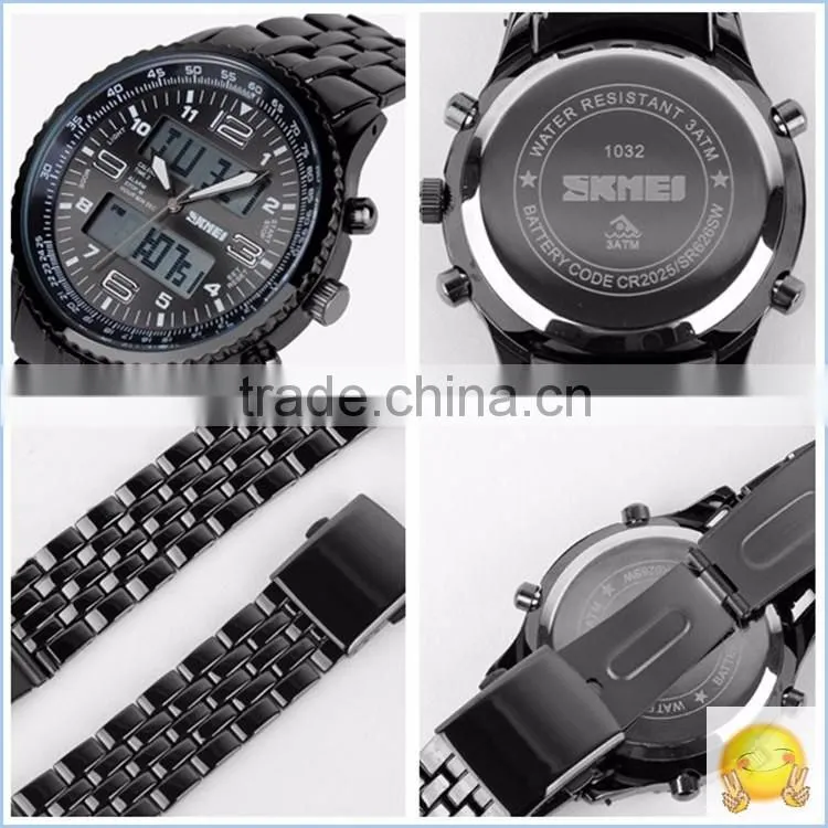 30M Water Resistant skmei New Black Metal Cheap LED Watches For Men