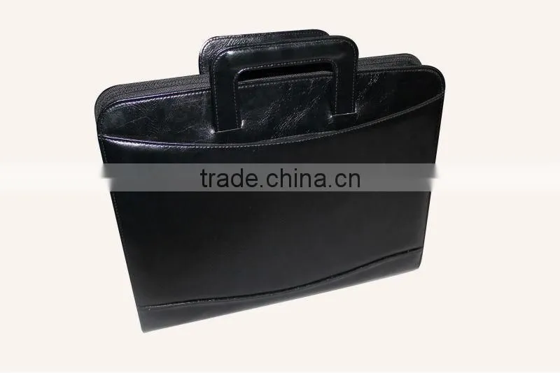 Embossed business leather portfolio/folder with handle /notepad/penholder
