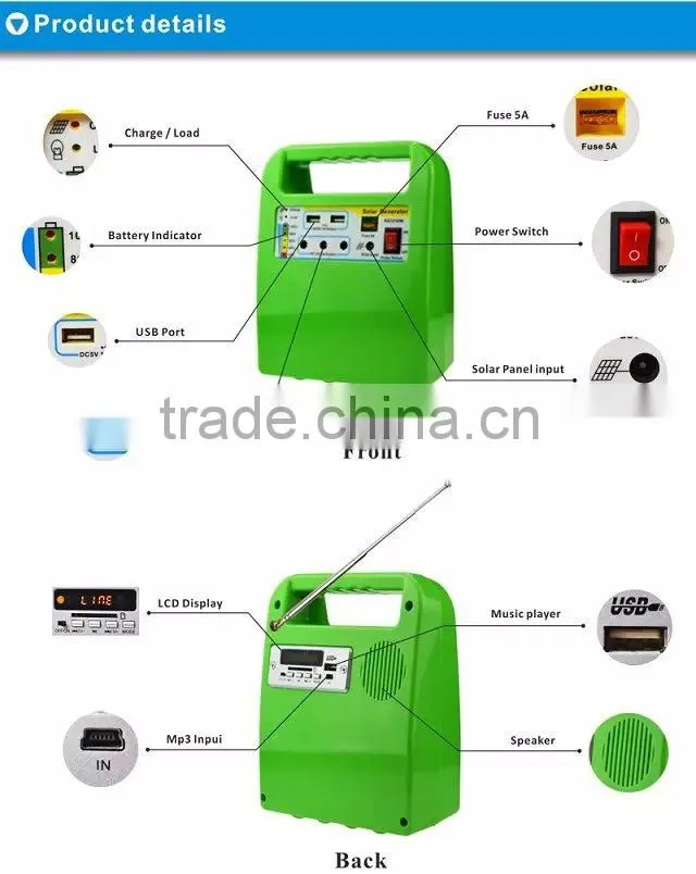 Portable 10w solar power generator small solar power system for home use