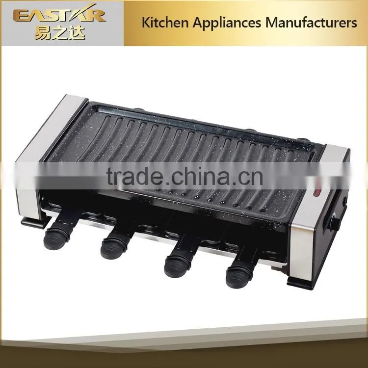 Raclette Grill - Half aluminum die-casting plate with Half stone plate 1300W