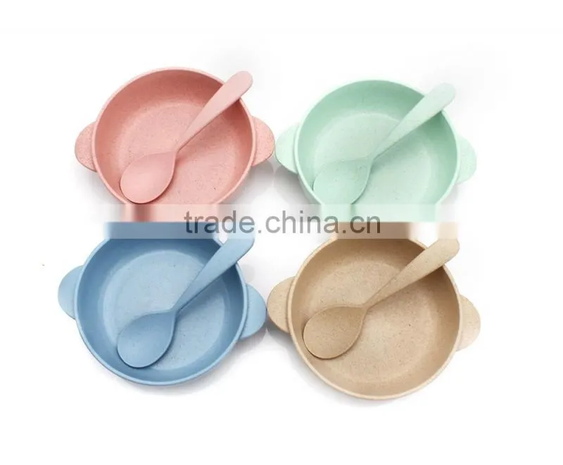 Bio-degradable wheat straw and plastic bowl set