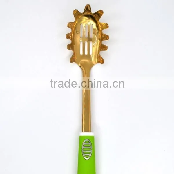 Classic Quality China Manufacturer gold plating stainless steel Spaghetti Server Spoon