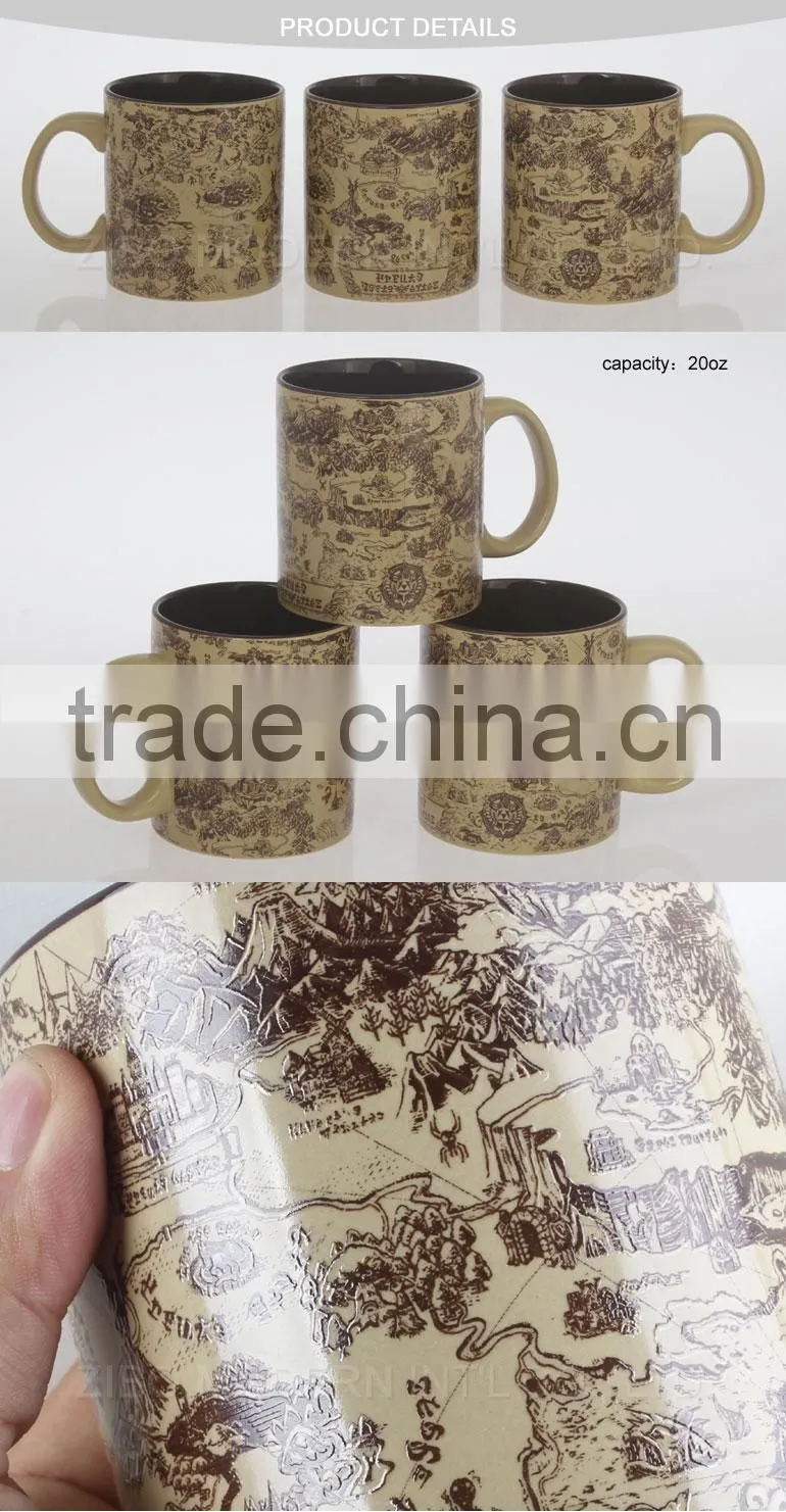 Stocked 20oz Cylinder shape mug with emboss decal printing