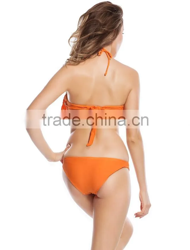 Accept paypal hot wholesale sexy tassel swimwear fringe bandeau bikini with straps
