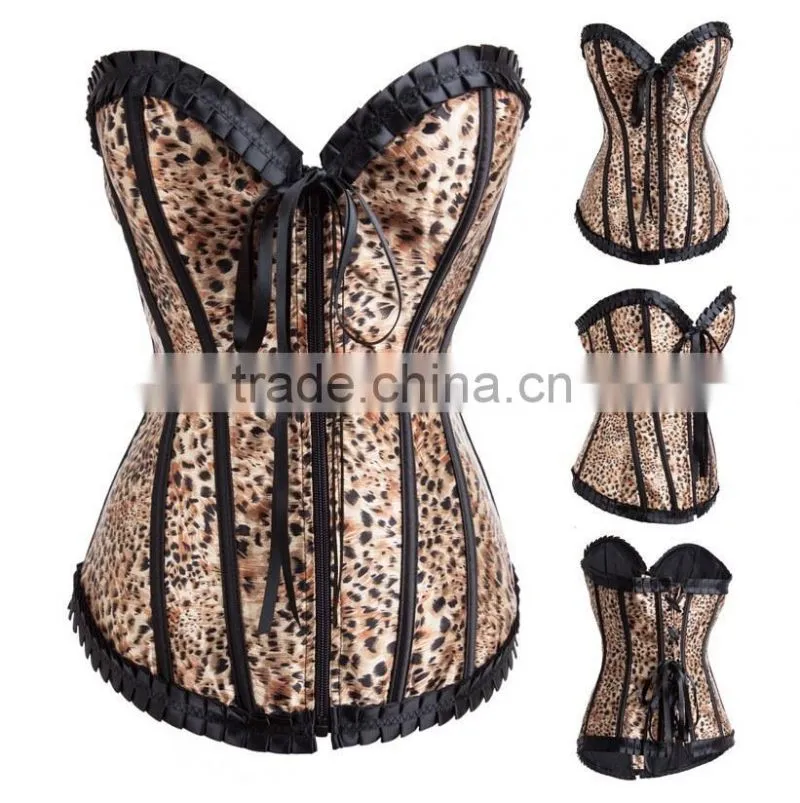 Vintage type factory price leopard patten new fashion sexy mature women corset