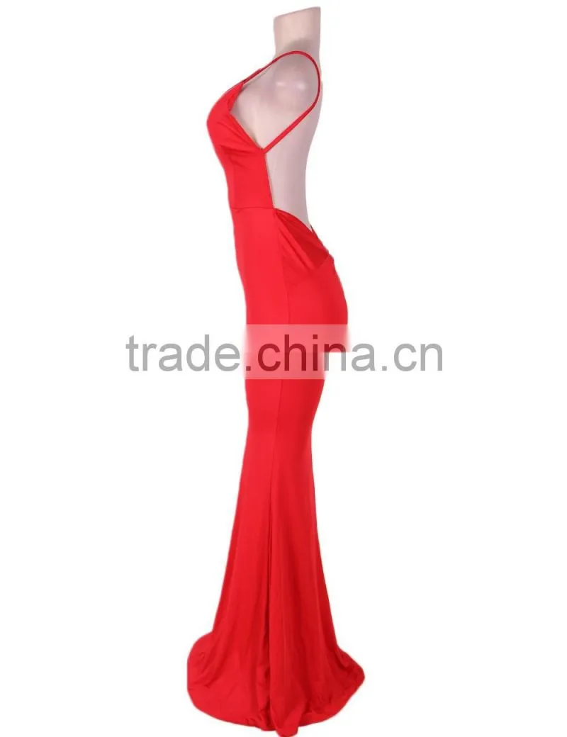 2015 New fashion floor length sexy womens long dress open back