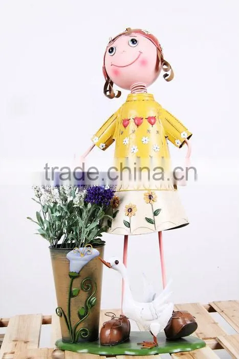 Outdoor Decoration Metal Doll Flower Pots