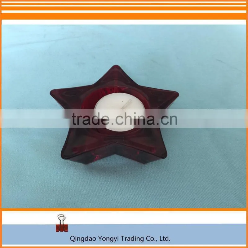 Star Shaped Glass Material With Tealight Candle/Paraffin Wax Candle For Home Decoration