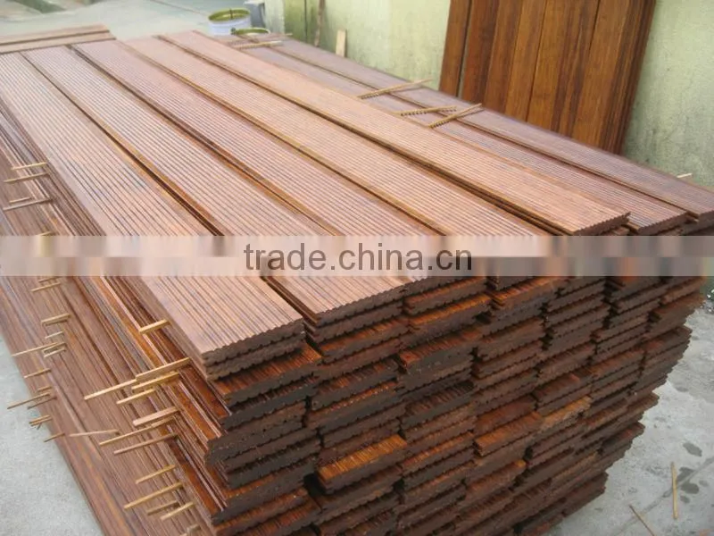 Grooved Strand Woven Carbonized Outdoor Bamboo Flooring!