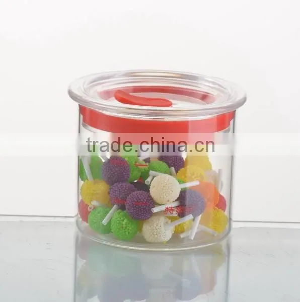 2016 Hot sale High Quality Glass airless food candy jar with sealing lid