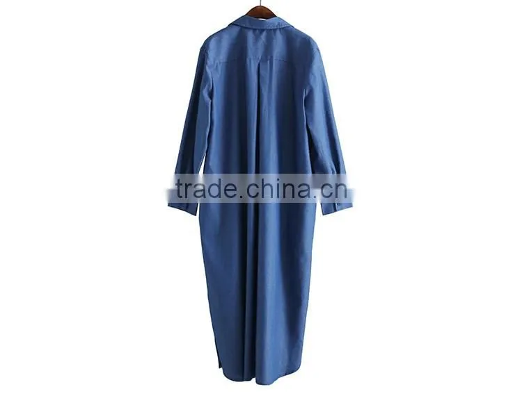 Washed Denim Shirt Dress Loose Large Size Long Sleeve Women New Autumn