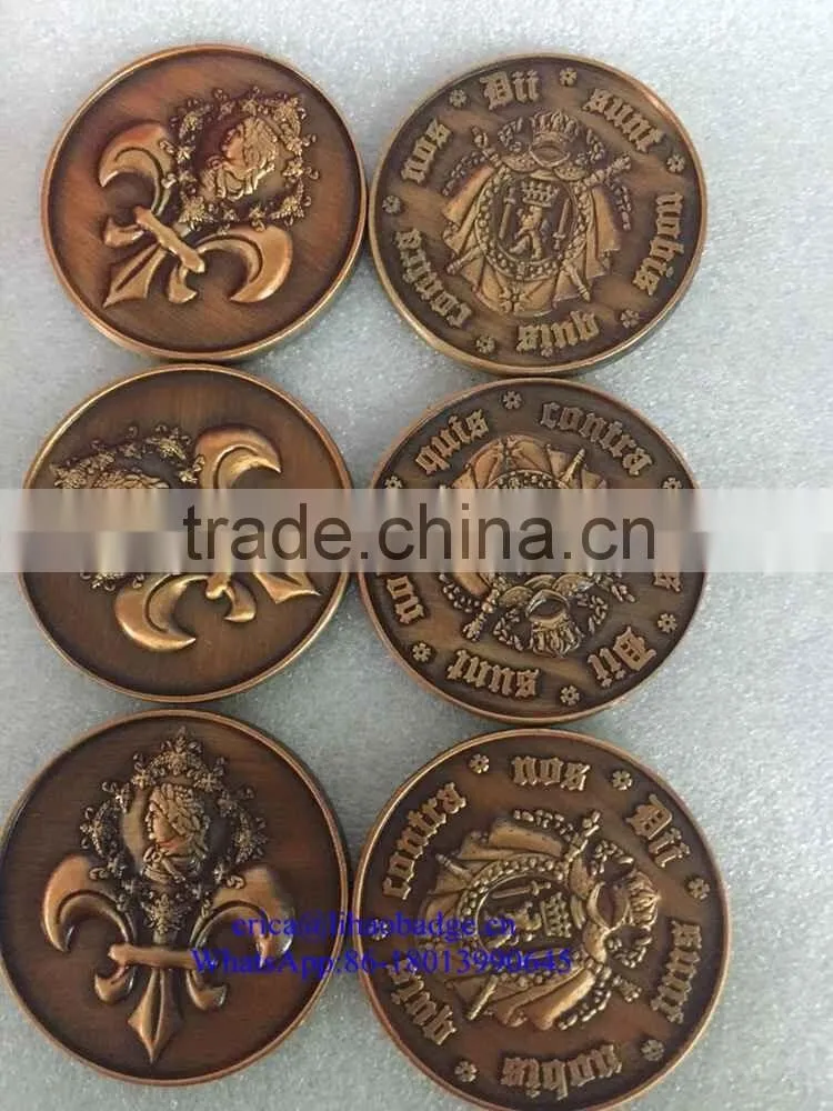 high quality customize metal coin/antique silver/antique bronze coin with eagle logo in any size