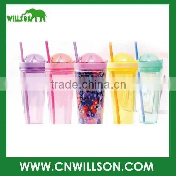 plastic ice cream cup with straw