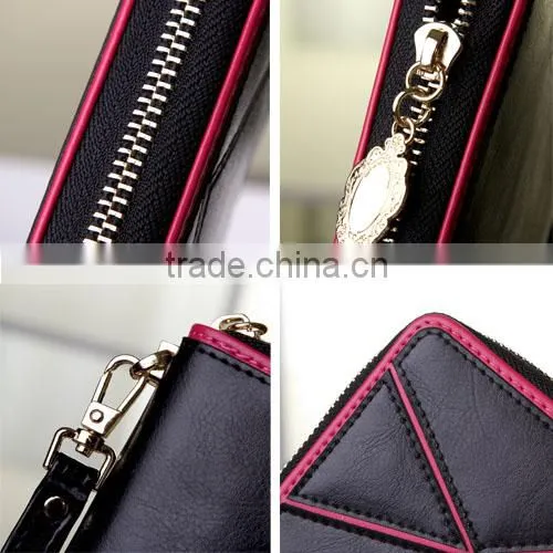 2014 Ladies Women Color Match New Fashion Genuine Leather Long Style Wallet (BCN016)