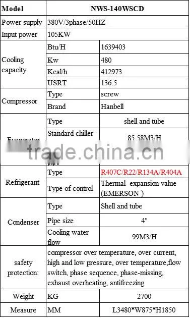 140Ton Shell And Tube Condenser Industrial Water Chiller Price