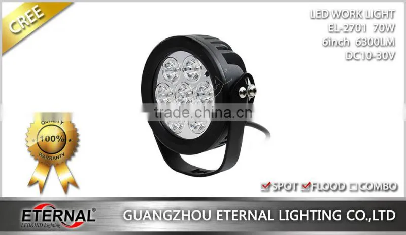 70W 6" car driving light off road powersports tractor truck emergency vehicles heavy equipments working light