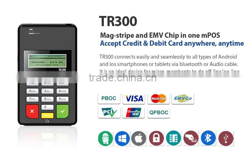EMV PCI Mobile bluetooth card swipe machine with keyboard