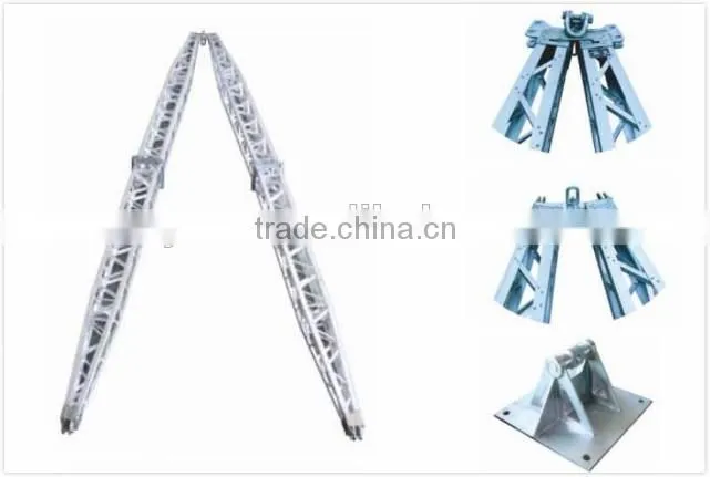 Aluminum alloy A-shape lattice gin pole for erection tower