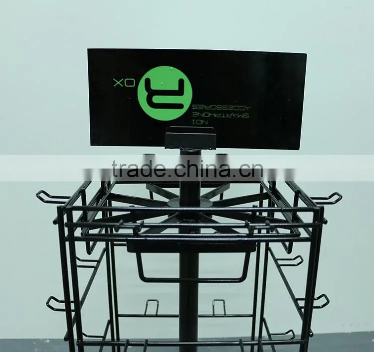 4-side solid metal rotating business card display rack