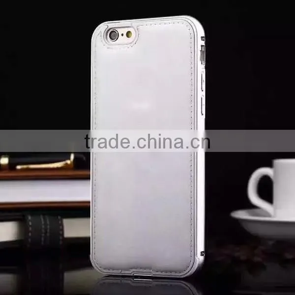 Good Design Metal Frame PU Leather Phone Case For Iphone6, Metal Frame Case PU leather Back Phone Case For Iphone6