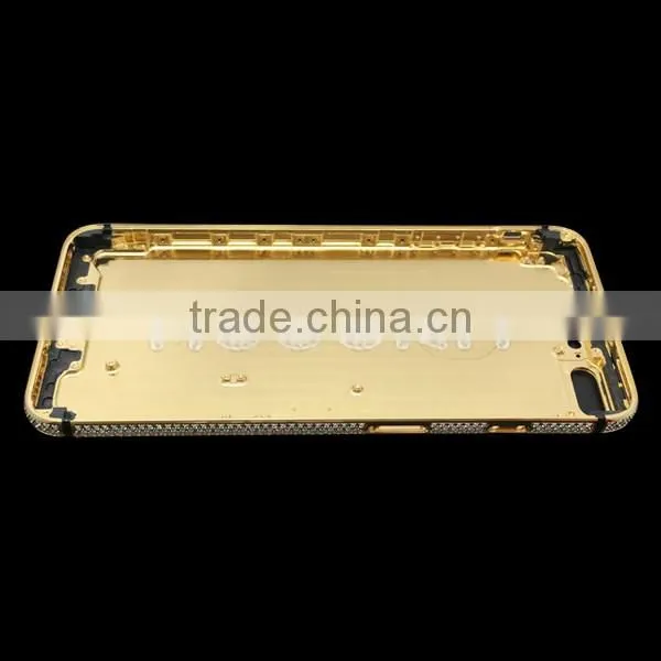 Luxury 24k gold plated zircon back housing for iPhone 7 plus gold diamond back cover
