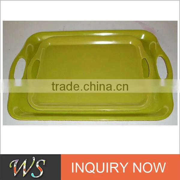 Eco-friendly Bamboo Fiber Rectangle Handled Platter