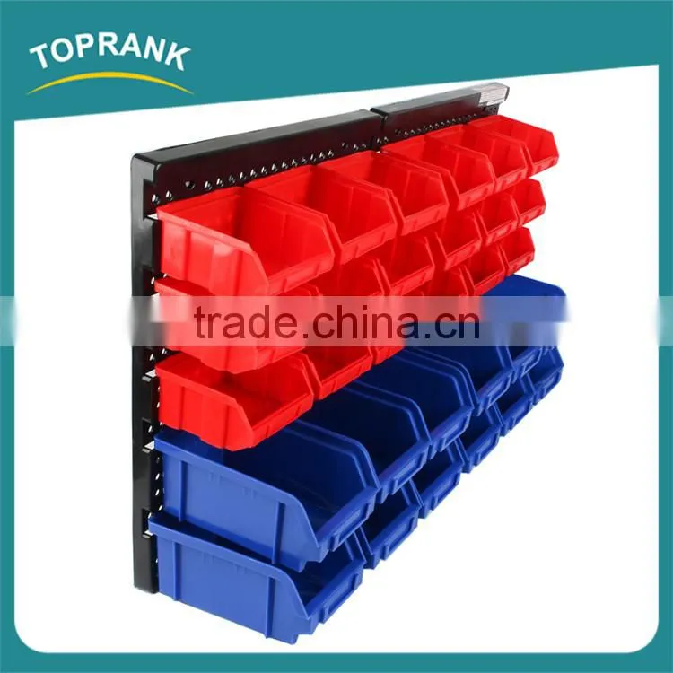 High quality adjustable mini plastic screw storage box with hanging plate