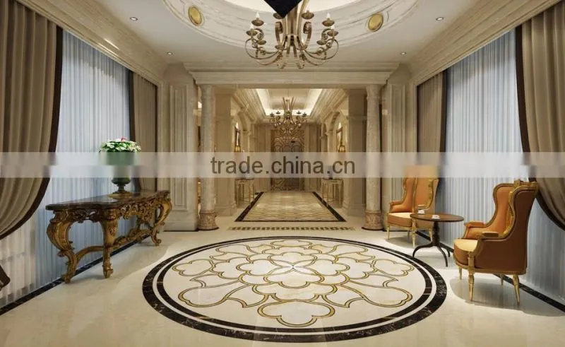 Classic Elegant Italian Designed Floral Marble Medallion Inlay Flooring in Round Shape BF12-04284d
