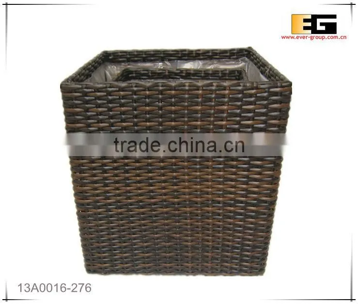 PE/Plastic rattan cube square with liner outdoor flower planter