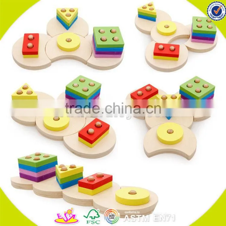 Wholesale funny kids wooden shape sorter blocks stacking toy hot sale baby wooden shape sorter blocks stacking toy W13D098