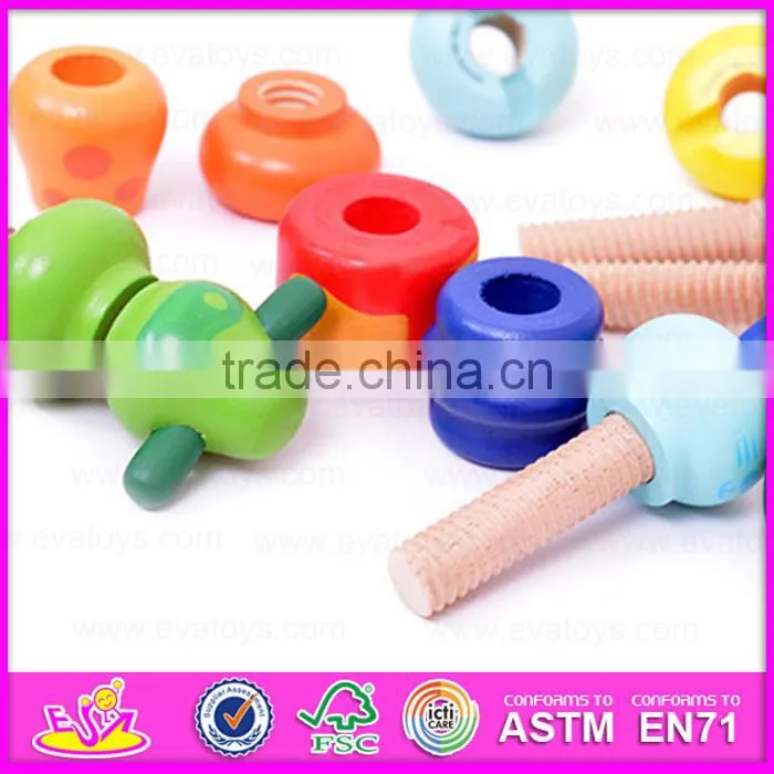 2015 Cute Screw Wooden Combination Toy for kids,Creative wooden screw and nut toy,Screw design wholesale educational toy W03C011