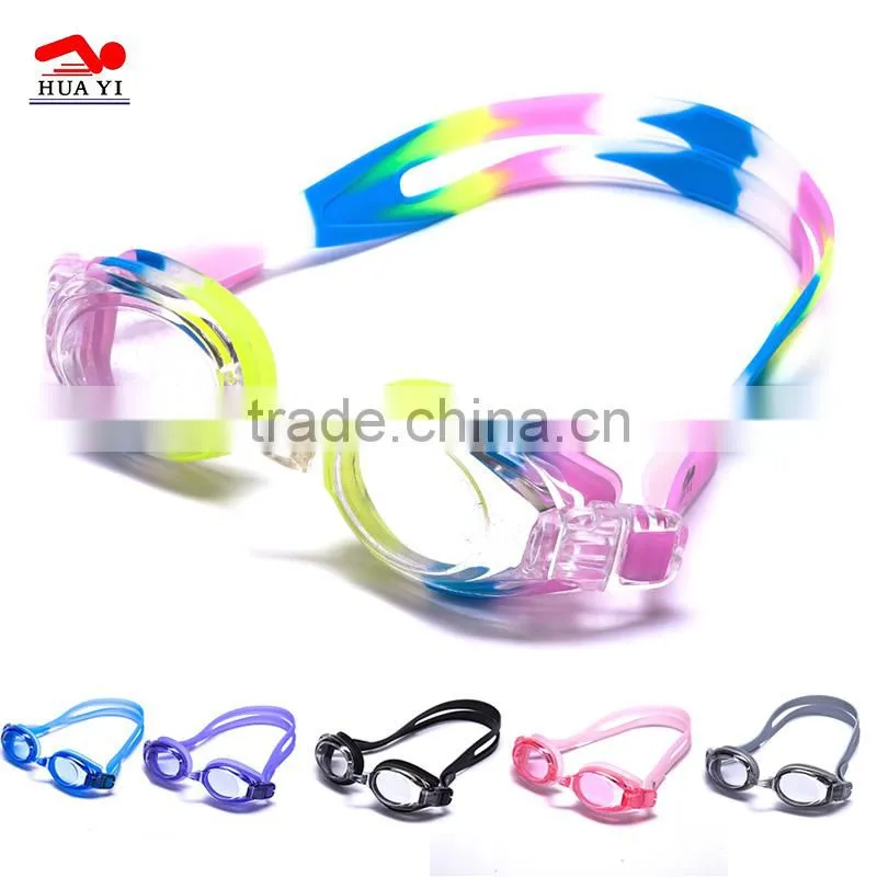 Adjustable safety silicone durable oem printed logo swimming goggles