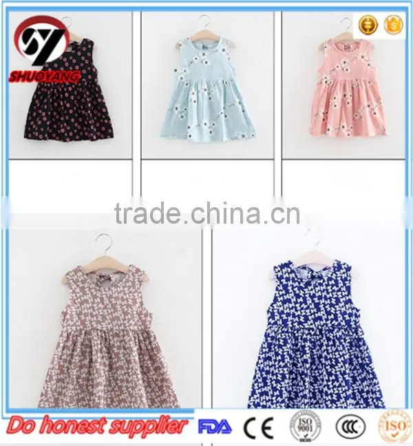 Fashion Girls Linen Kids Sleeveless Lace Boutique Dress