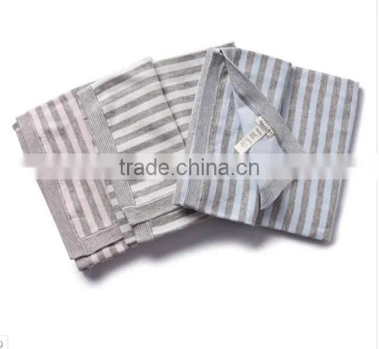 Health Cotton Knitted Baby Blanket, Baby Knitted Stripe Blanket,Baby Hooded Towel Blanket