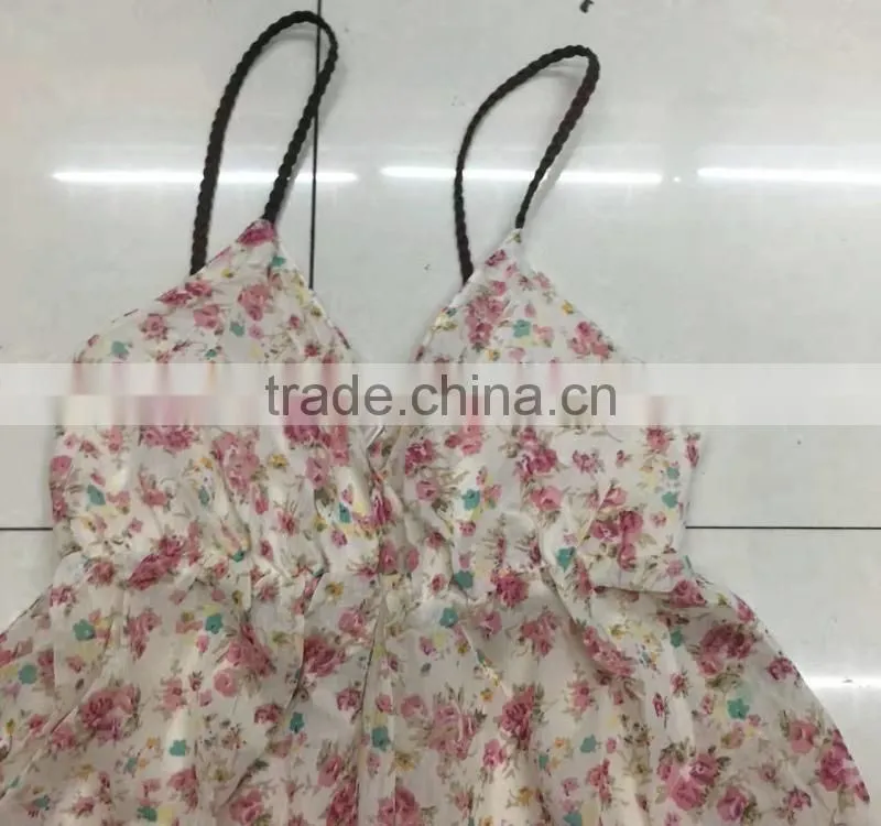 Women flower printed fancy chiffon dress stocklots