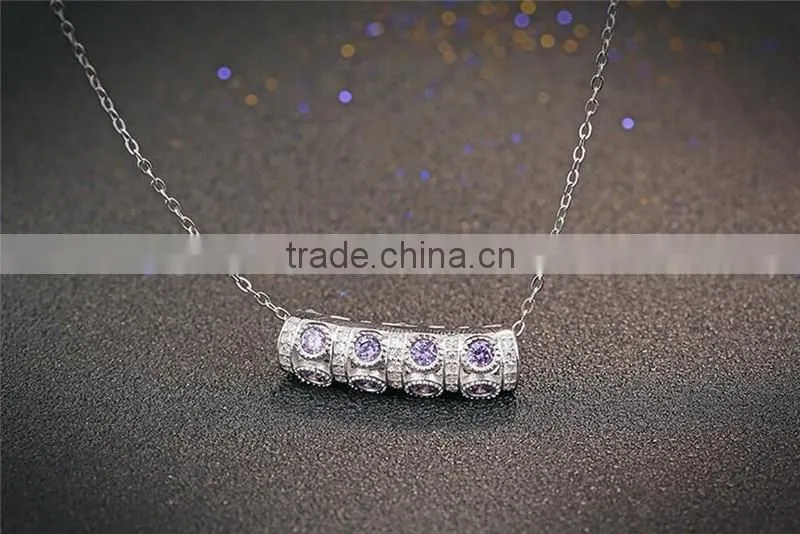925 Sterling Silver Zircon bend pendant necklace